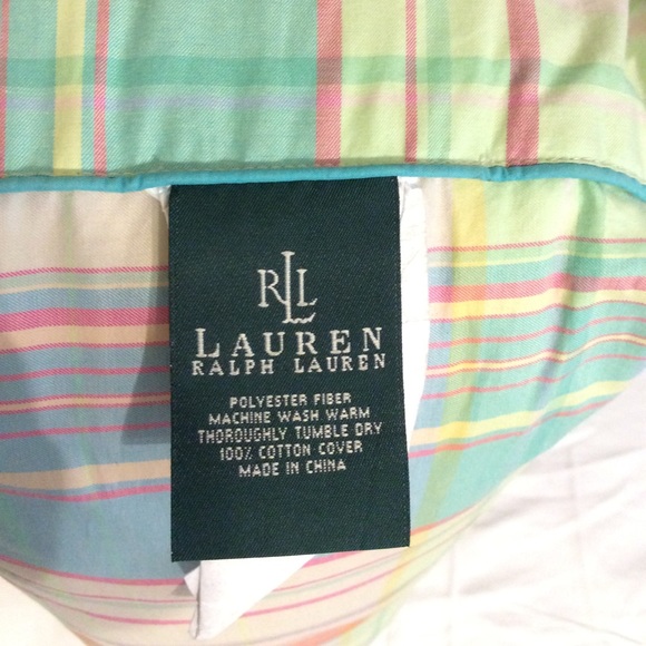 Ralph Lauren Neon Bright Plaid Wedge Pillow - Picture 4 of 7